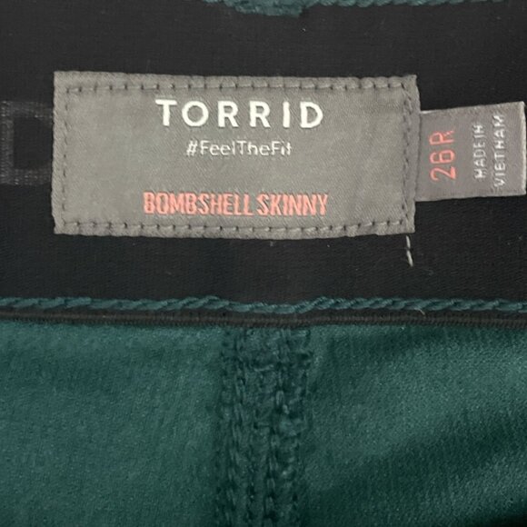 Torrid Bombshell Skinny Corduroy Pants Dark Green 26R - Picture 4 of 7
